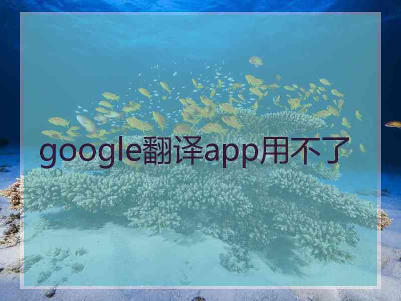 google翻译app用不了 google翻译app用不了