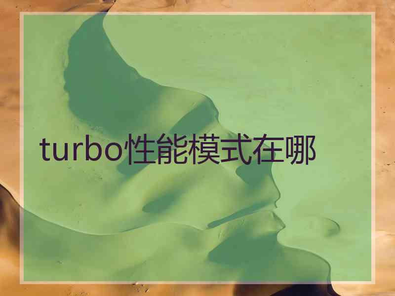 turbo性能模式在哪 turbo性能模式在哪