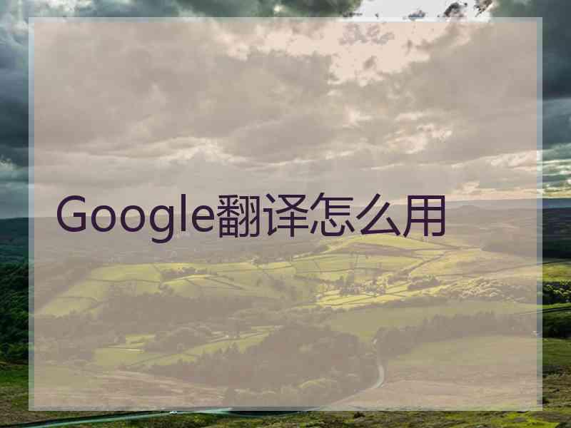 Google翻译怎么用 Google翻译怎么用