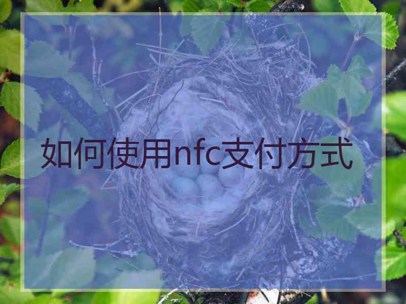 如何使用nfc支付方式 如何使用nfc支付方式