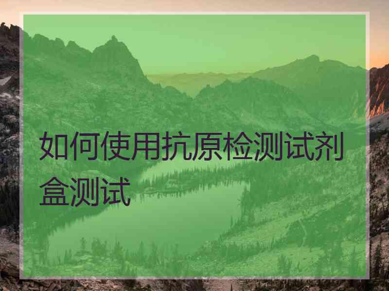 如何使用抗原检测试剂盒测试