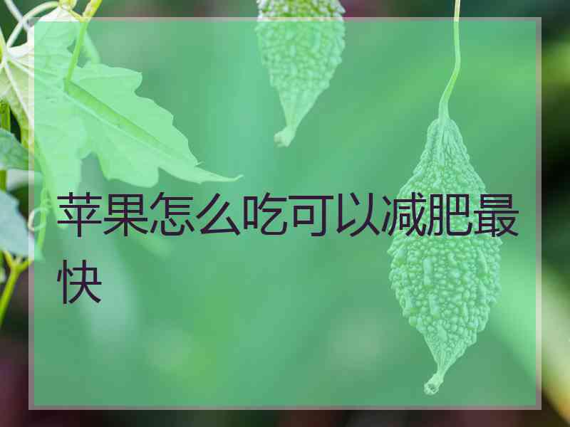 苹果怎么吃可以减肥最快