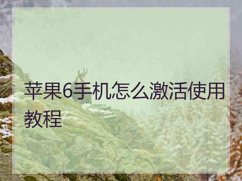 苹果6手机怎么激活使用教程