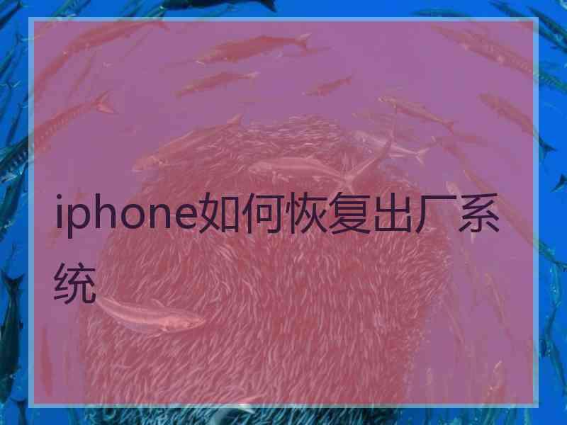 iphone如何恢复出厂系统