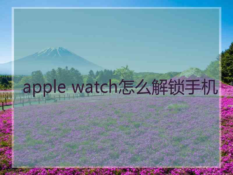 apple watch怎么解锁手机