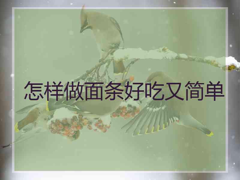 怎样做面条好吃又简单