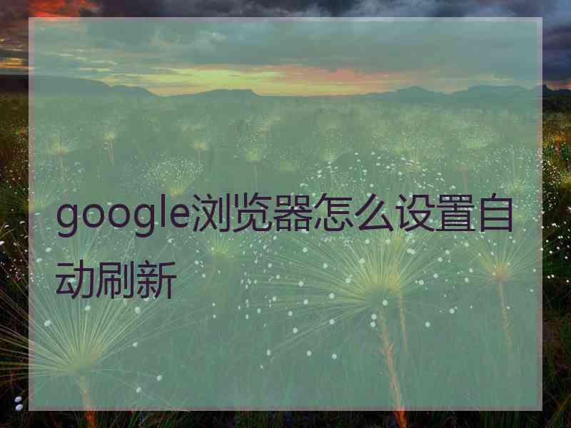 google浏览器怎么设置自动刷新