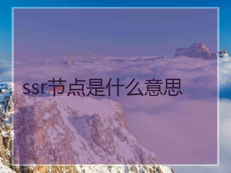 ssr节点是什么意思