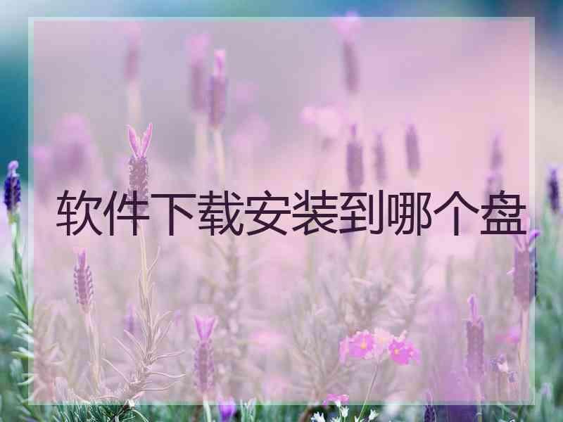 软件下载安装到哪个盘