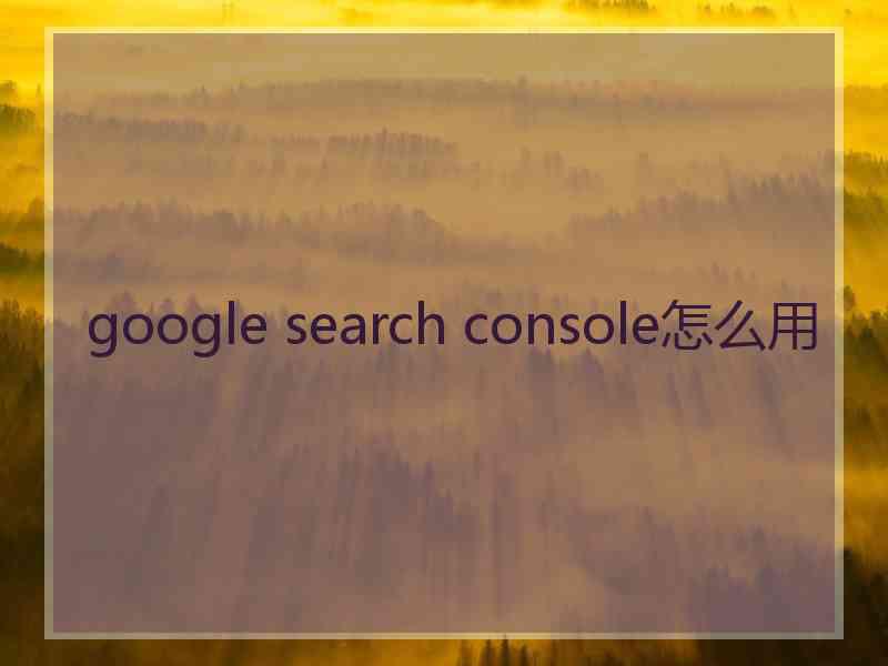 google search console怎么用