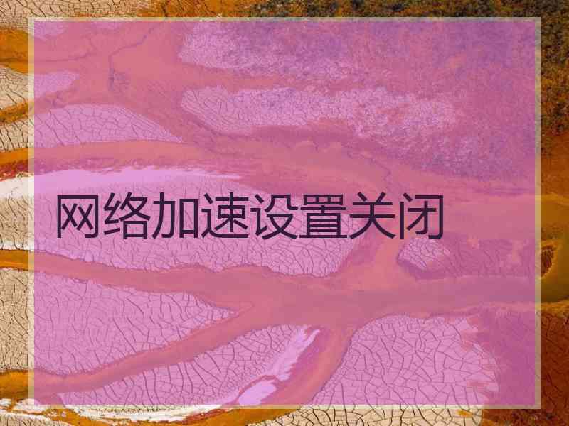 网络加速设置关闭