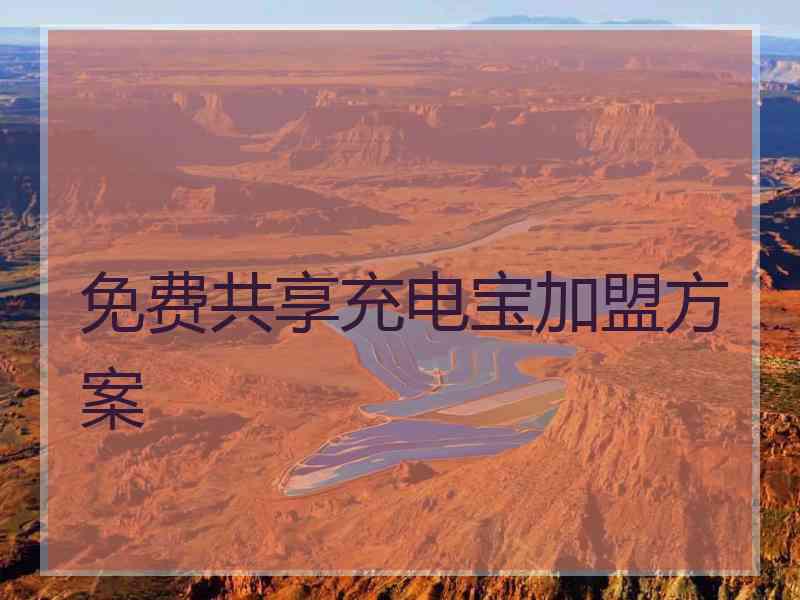 免费共享充电宝加盟方案
