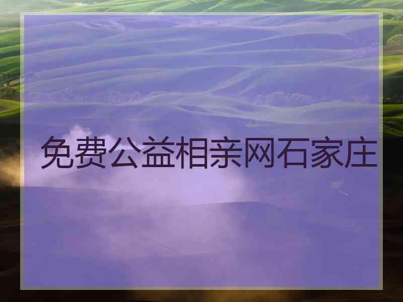 免费公益相亲网石家庄