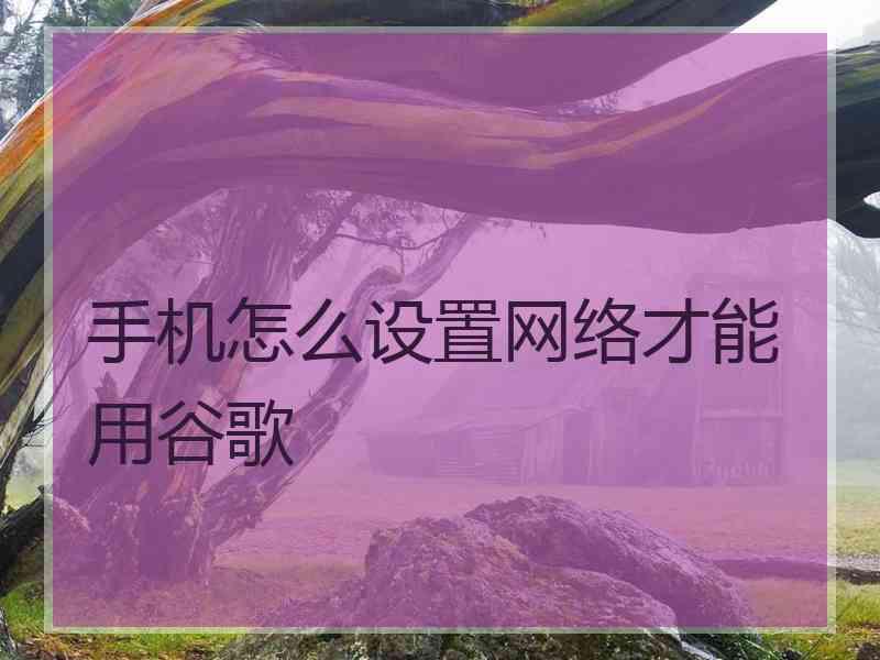 手机怎么设置网络才能用谷歌