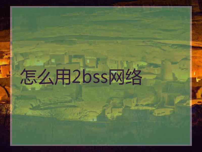 怎么用2bss网络