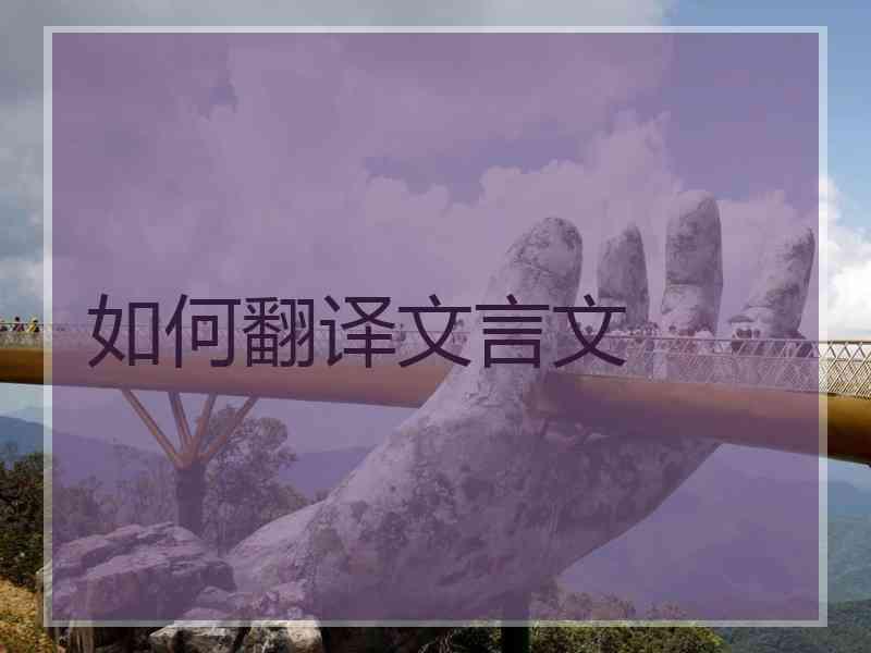 如何翻译文言文