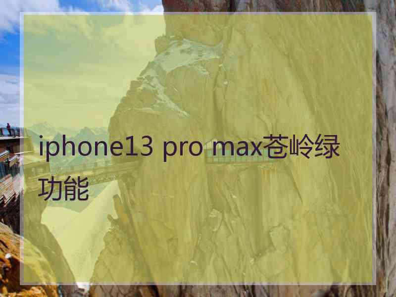 iphone13 pro max苍岭绿功能