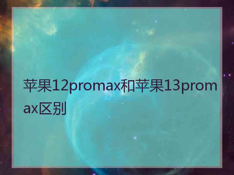 苹果12promax和苹果13promax区别