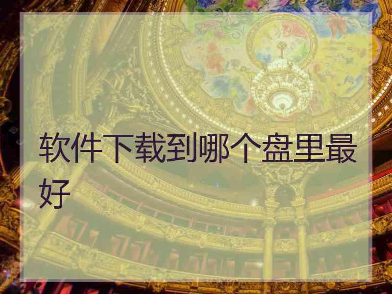 软件下载到哪个盘里最好