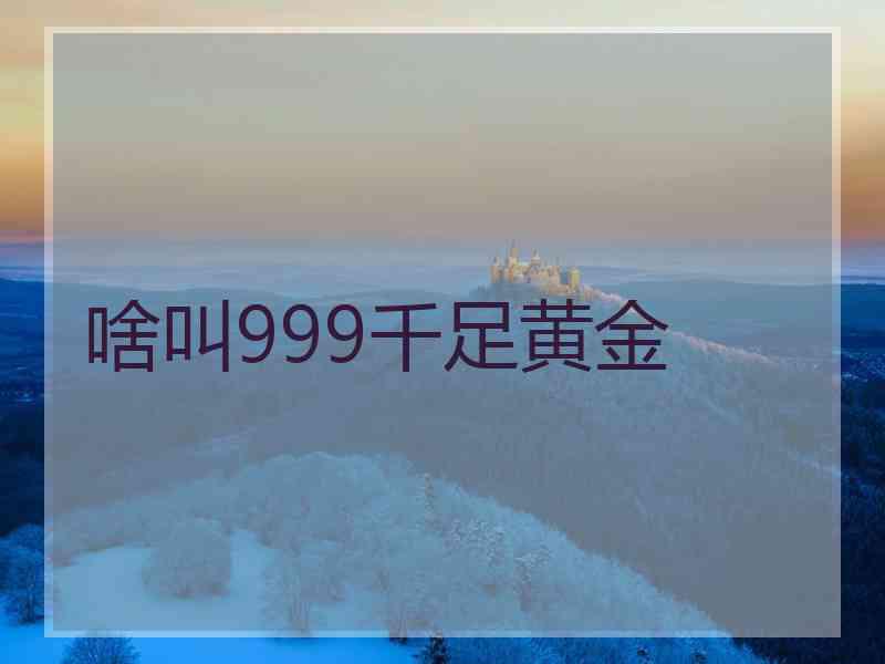 啥叫999千足黄金