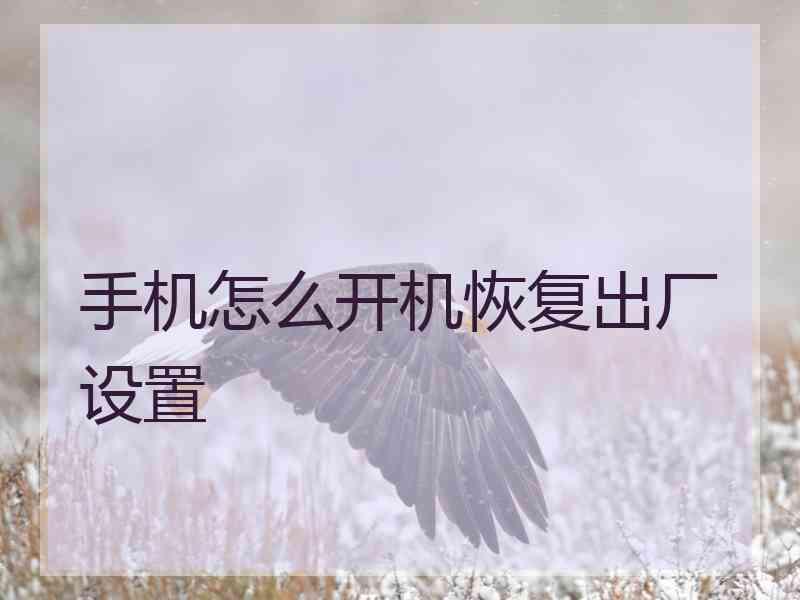 手机怎么开机恢复出厂设置