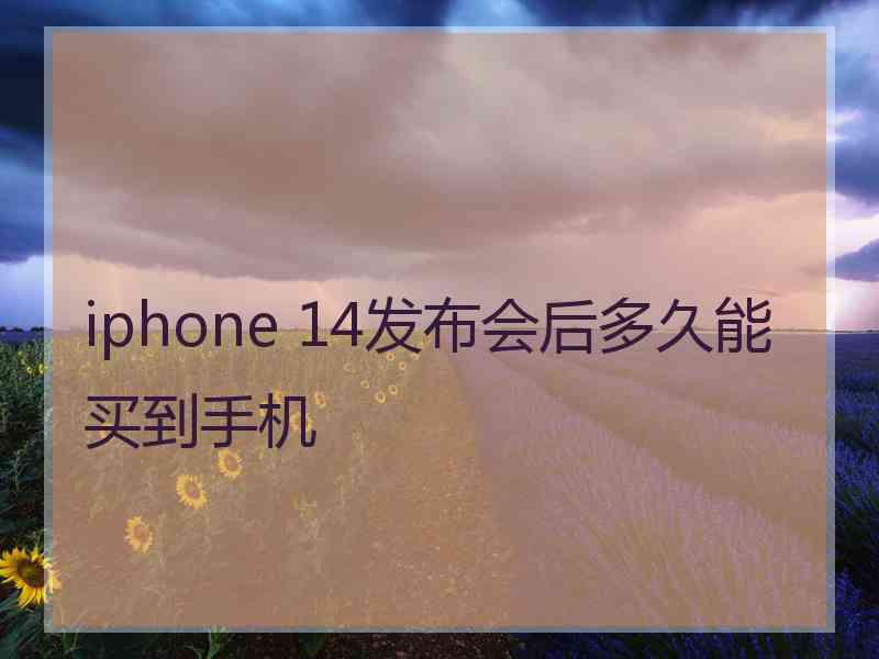 iphone 14发布会后多久能买到手机