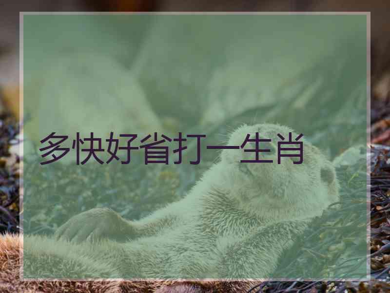 多快好省打一生肖
