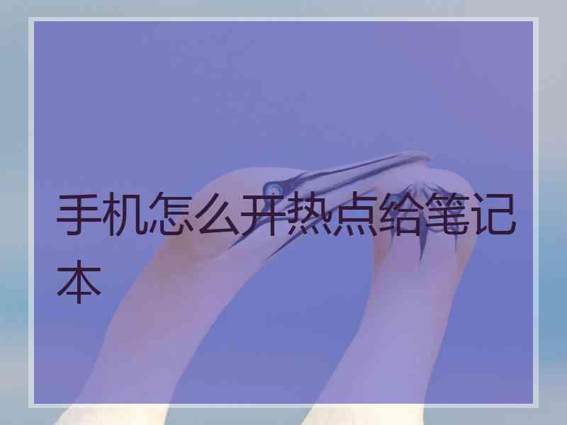 手机怎么开热点给笔记本